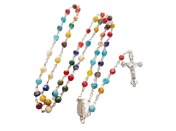 Chapelet sur chaine argentée verre MURANO 6mm
