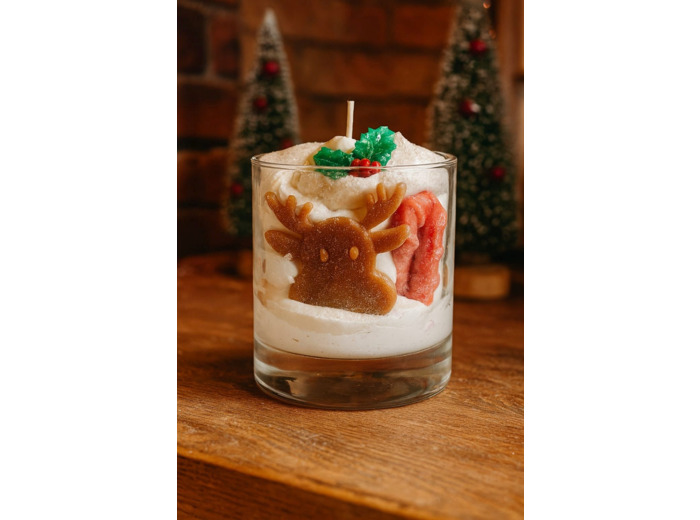Bougie pâtissière grand verre Noël  Gourmand 300 g