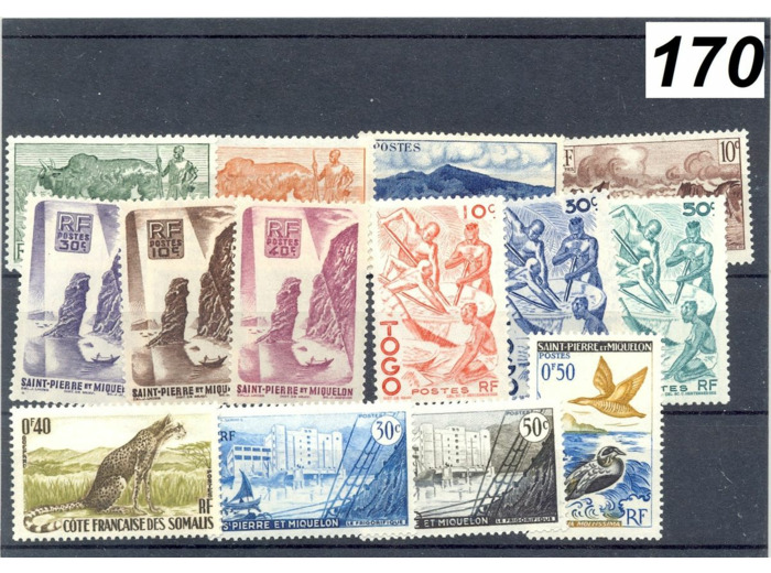 LOT DE 14 TIMBRES EX COLONIE DIFFERENT NEUF *170