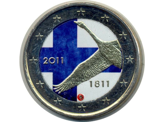 FINLANDE 2011 2 EURO COLORISEE  200 ANS BANQUE SUP