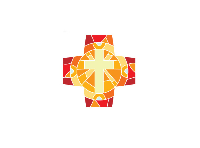 Croix Résurrection rouge 9x9cm