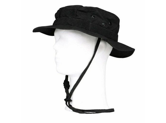 Chapeau de brousse militaire noir - Bande Molle velcro baroudeur