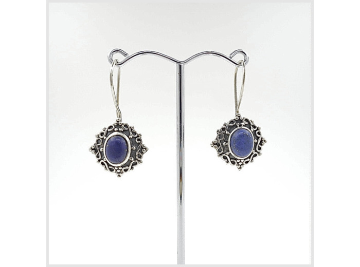 Boucles d'oreilles Lapis Lazuli et Argent Massif