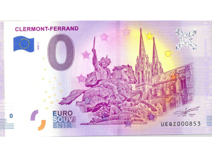 63 CLERMONT FERRAND 2020-1 CLERMONT FERRAND BILLET SOUVENIR 0 EURO TOURISTIQUE