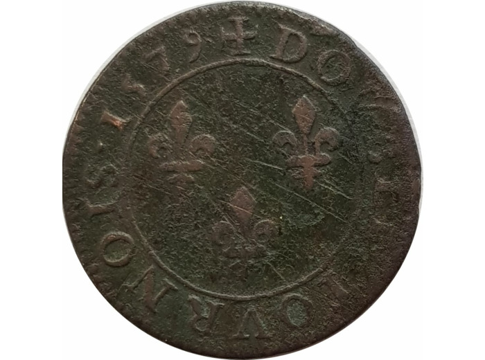 HENRI III (1574-1589) DOUBLE TOURNOIS 1579 A (Paris) TB