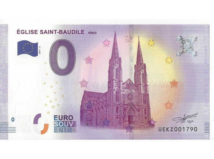 30 NIMES 2017-2 EGLISE SAINT BAUDILE BILLET SOUVENIR 0EURO TOURISTIQUE NEUF par 10