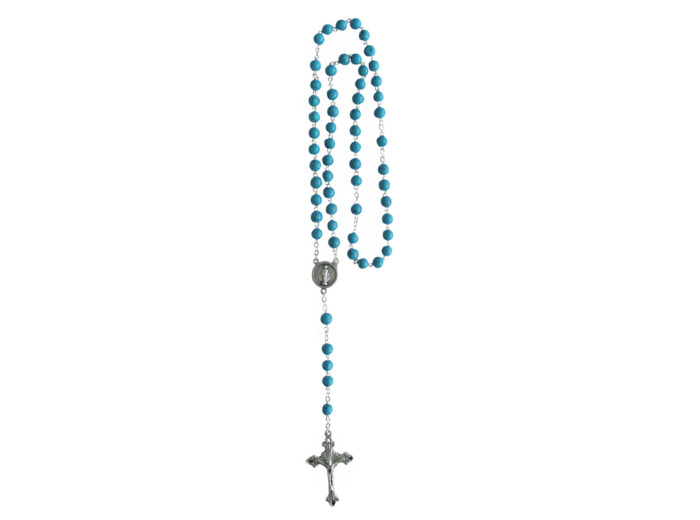Chapelet pierre véritable 6mm Sur Chaine Argentée - TURQUOISE