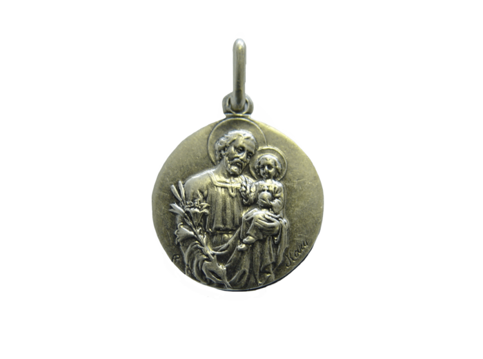 Médaille 15mm en Métal Argenté - SAINT JOSEPH