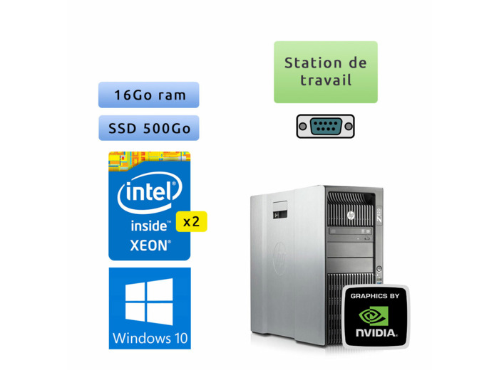HP Workstation Z820 - Windows 10 - 2*e5 2620 v0 16Go 500Go SSD - K5000 - Ordinateur Tour Station de travail