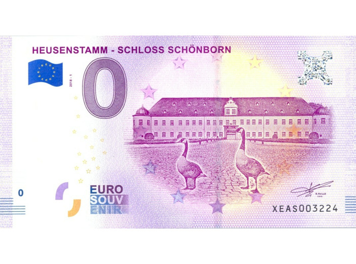 ALLEMAGNE 2018-1 HEUSENSTAMM SCHLOSS SCHONBORN BILLET SOUVENIR 0 EURO