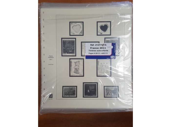 FEUILLE COMPLEMENTAIRE FRANCE 2011 TIMBRES AUTOCOLLANTS (AVEC POCHETTE) SAFE