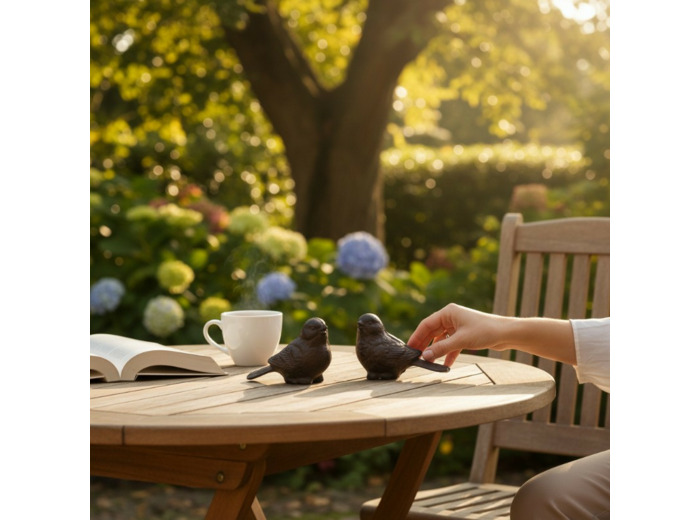 Ensemble 2 oiseaux fonte 8x5x11cm