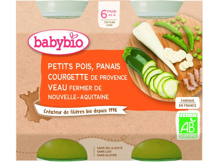 PTS POIS PANAI COURGETTE VEAU POT 2X200G Babybio