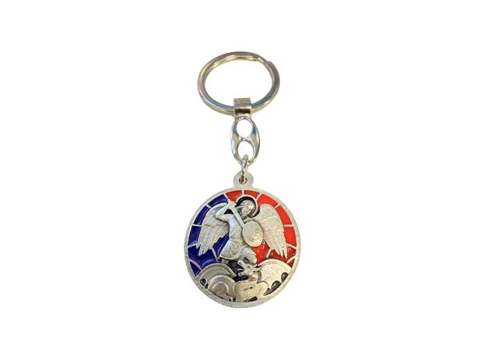 Porte clé en métal avec relief 30mm - Bicolore - Saint Michel