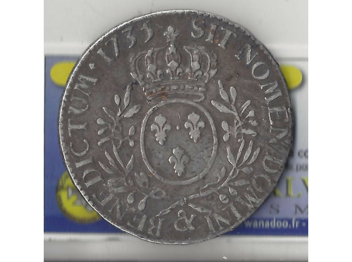 LOUIS XV (1715-1774) ECU AUX BRANCHES D OLIVIER 1733 & (AIX) TB