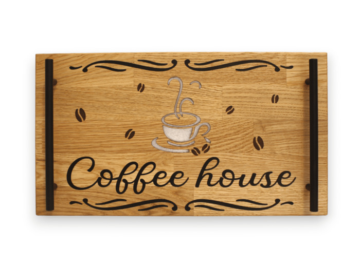 Coffee House - Plateau en bois et résine époxy