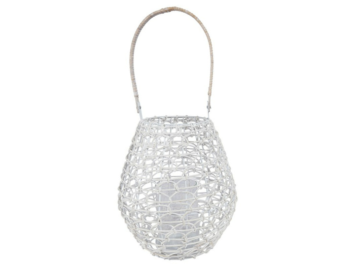 Lanterne rotin blanc 25x50 cm