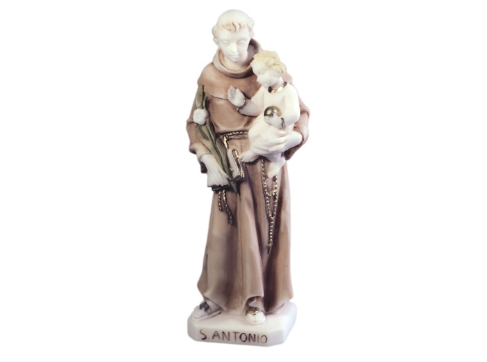 St Antoine - Statue en albâtre 20cm -Couleur