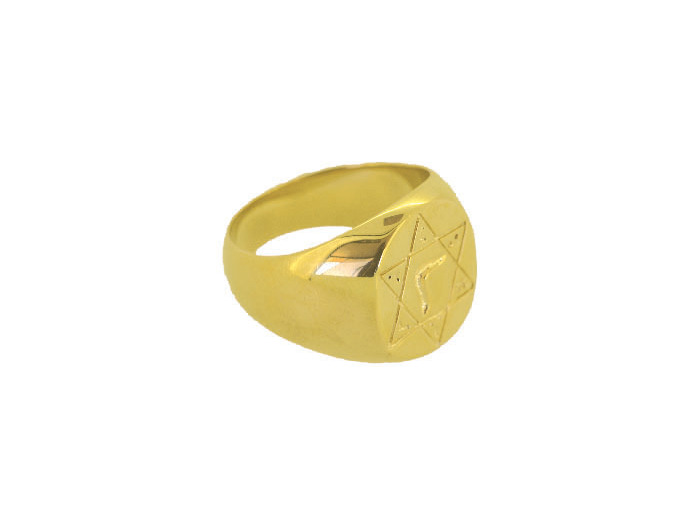 Bague en Plaqué Or Taille 68 - CHEVALIERE SCEAU DE SALOMON