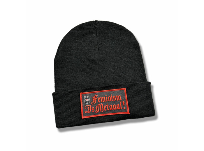 Bonnet « Feminism is Metaaal ! » noir
