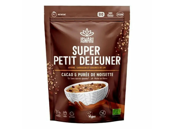 Super petit-déjeuner Cacao et Purée de noisette-360g-Iswari