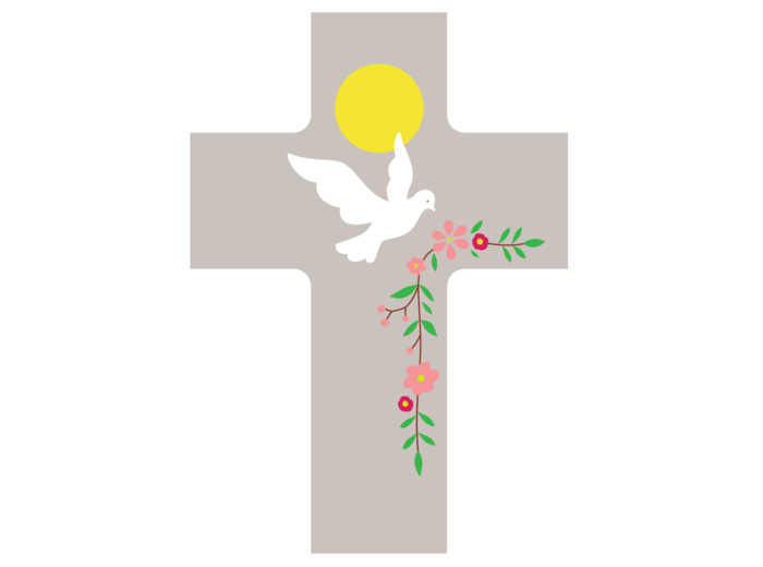Croix - Saint Esprit, viens en nous - galet 11x7,5cm