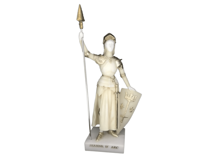 Jeanne d'Arc - Statue en albâtre 20cm -Beige et Or