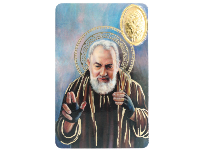 Carte Plastifiée + Poinçon + Prière 55x85cm - PADRE PIO