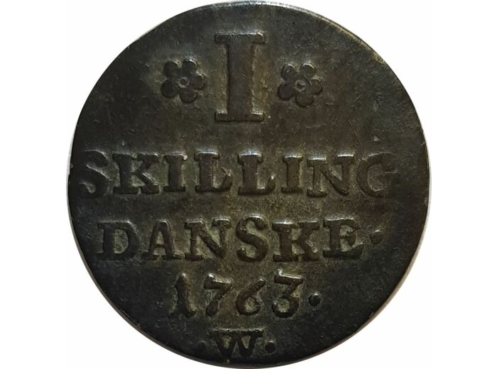 DANEMARK 1 SKILLING DANSKE 1763 W TB