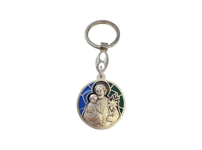 Porte clé en métal relief 30mm - Bicolore - Saint Joseph