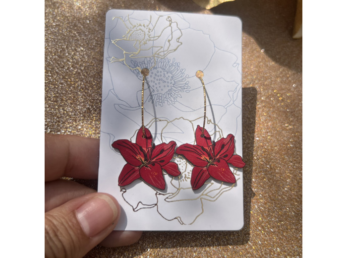 Boucles d'oreilles créoles lys rouge