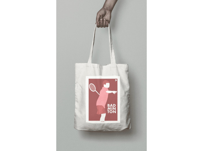 Tote bag ou sac "Joueur garçon de badminton"