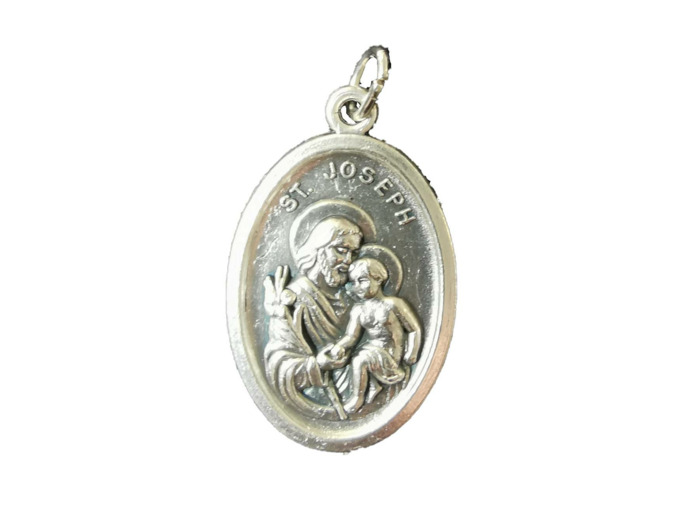Médaille 22mm Ovale en métal argenté - ST JOSEPH