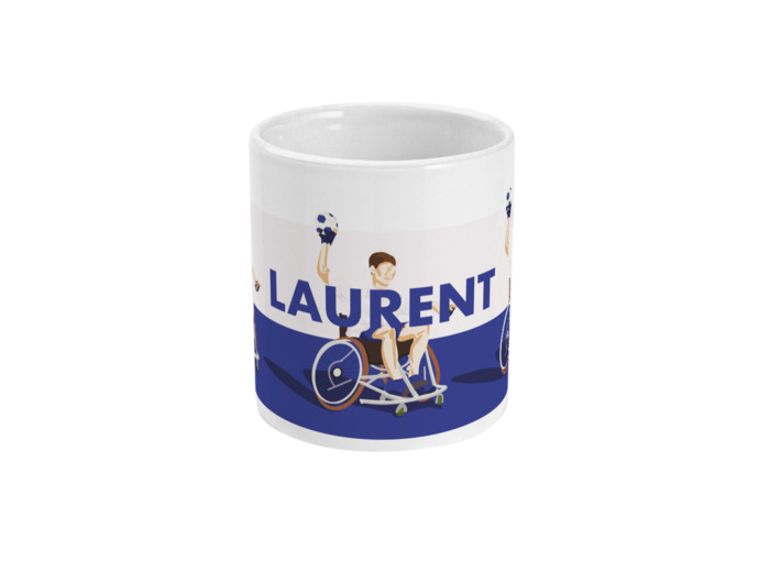 Tasse ou mug handfauteuil "Handball en bleu" - Personnalisable