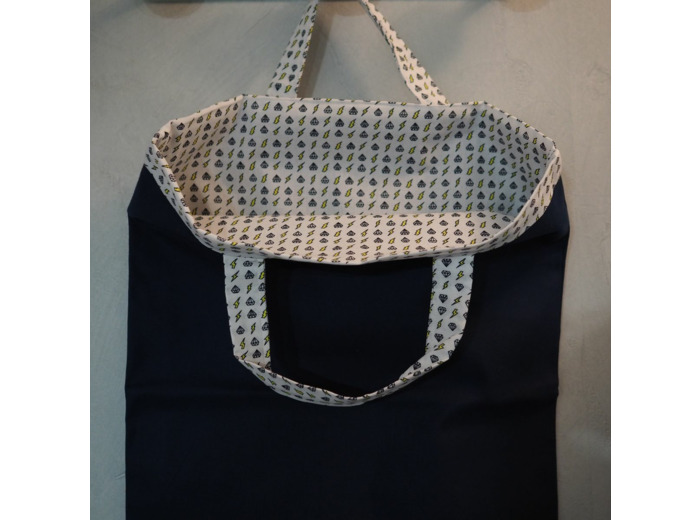 SAC TOTE BAG BLEU MARINE DOUBLE AVEC PETITES ANSES 45*37.5