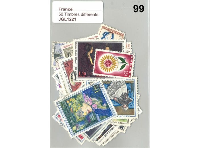50 TIMBRES FRANCE DIFFERENTS OBLITERES *99