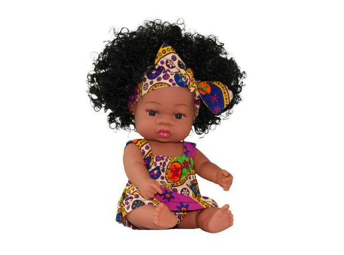 POUPEE AFRO ANTILLAISE LOISE BOHEME BEIGE AUX CHEVEUX NOIRS FRISES