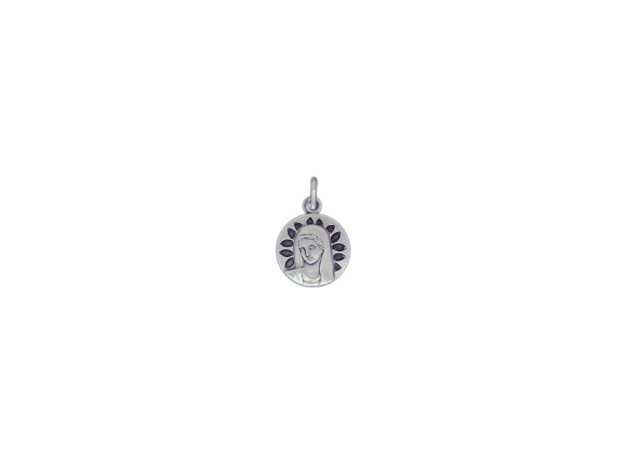 Médaille 16mm en Argent 925 - VIERGE PETALES
