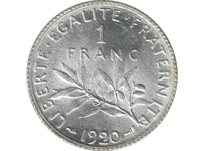 FRANCE 1 FRANC ROTY 1920 SUP/NC Tache