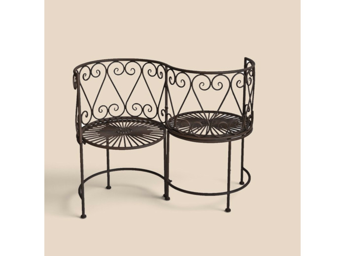 Banc de Jardin Confident en Fer Forgé Marron Vieilli 105x53x85cm