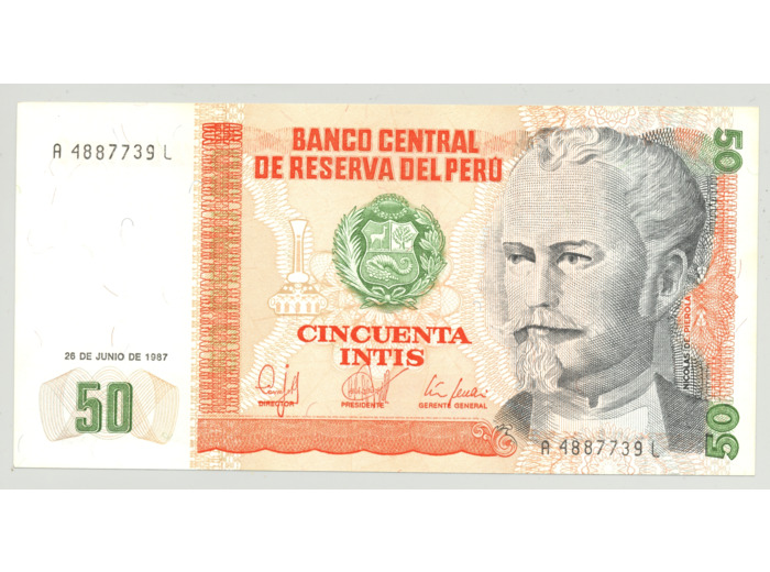 PEROU 50 INTIS 26-6-1987 SERIE A NEUF (W131b)