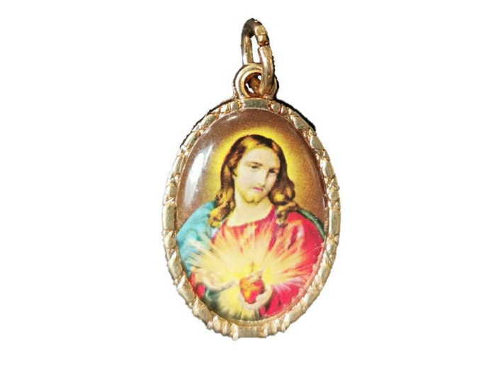 Médaille 20mm en Métal Doré avec Résine  - SACRÉ COEUR