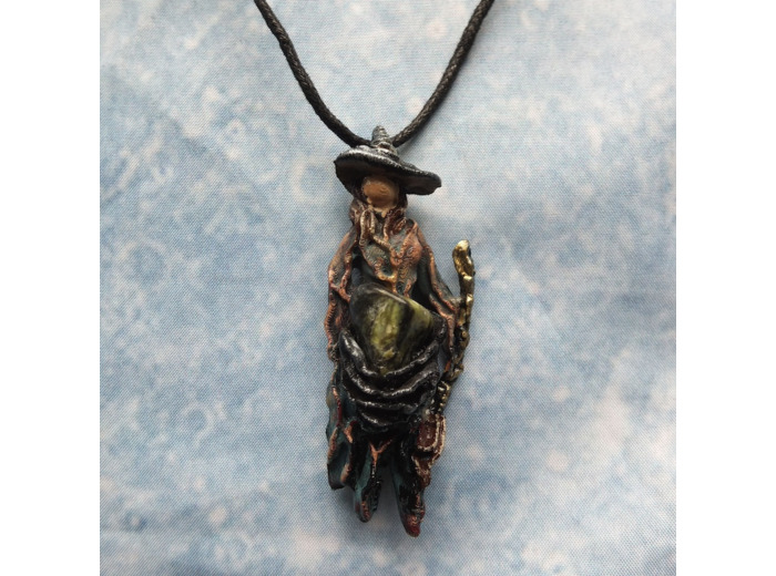 Pendentif "Cueilleur" pierre naturelle Serpentine