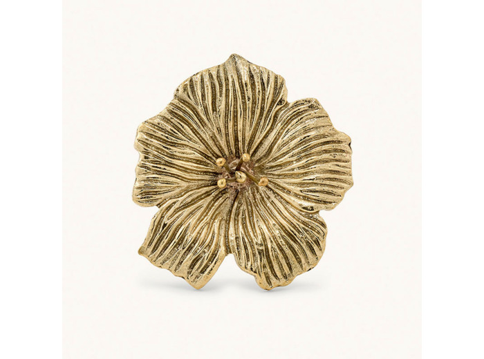 Bouton de tiroir Fleur Hibiscus Doré Laiton Recyclé 8x8x9cm