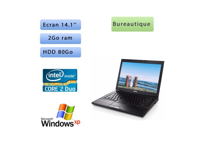 Dell Latitude E6400 2.26Ghz - Windows XP - C2D 2GB 80GB - 14.1 - Ordinateur Portable PC
