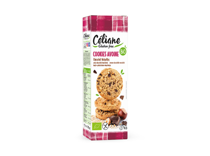 Cookies sans gluten Avoine chocolat Noisettes-120g-Céliane