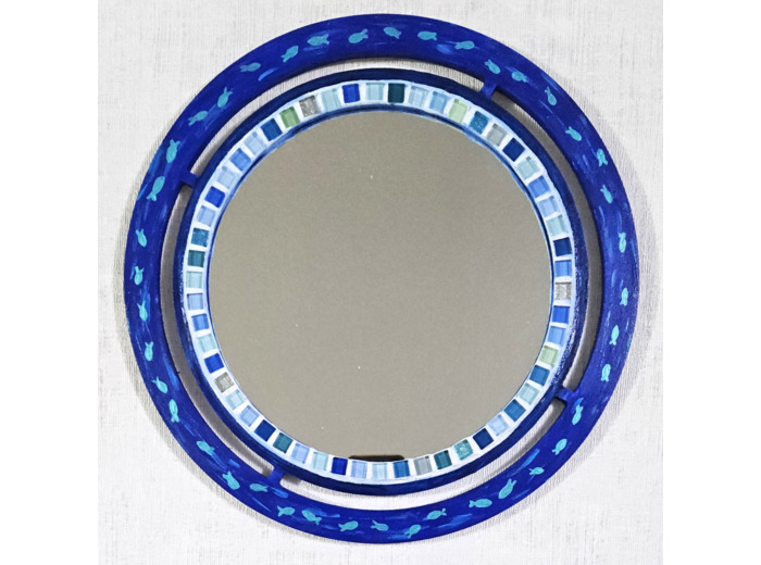 MON BEAU MIROIR – Bois, mosaïque & peinture (Ø 30 cm)