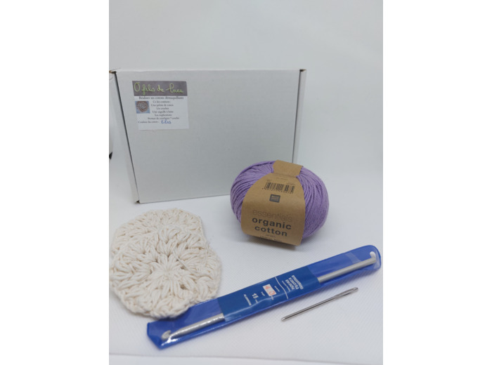 Kit cotons démaquillants au crochet Lilas