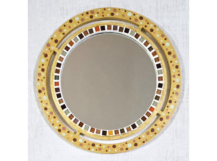 MON BEAU MIROIR – Bois, mosaïque & peinture (Ø 30 cm)