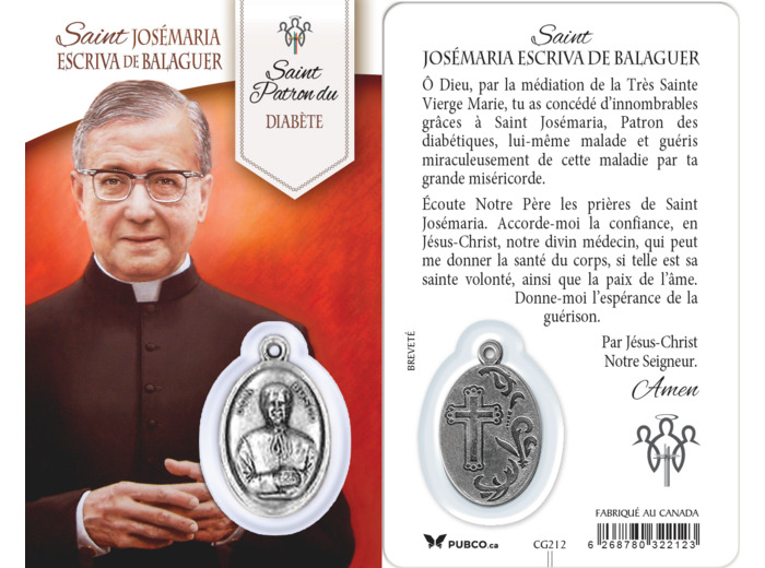 Carte-prière avec insertion ST GUERISSEUR - ST JOSEMARIA